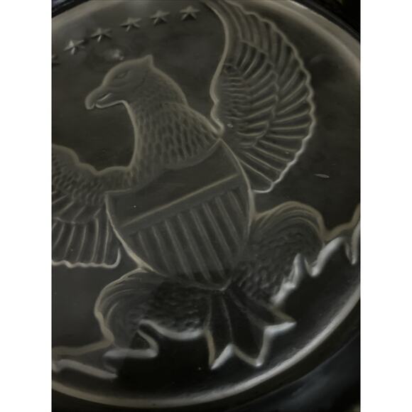 Vintage Indiana Glass Frosted American Eagle Ashtray cigar 10" very heavy 7 star - Picture 15 of 16